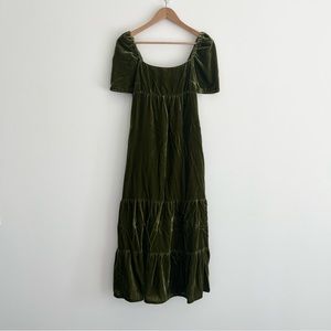 Anthropologie Green Velvet Dress (Pockets)